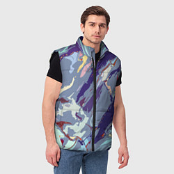 Мужской жилет Фиолетовый стилизованный абстракция, цвет: 3D-черный — фото 2