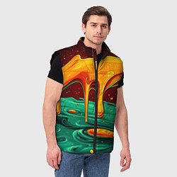 Мужской жилет Оранжевая клякса текстура, цвет: 3D-черный — фото 2