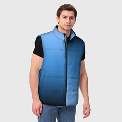 Мужской жилет Градиент сине-голубой пополам, цвет: 3D-черный — фото 2