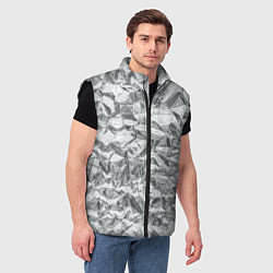 Мужской жилет Серебряная фольга - мятая текстура, цвет: 3D-черный — фото 2