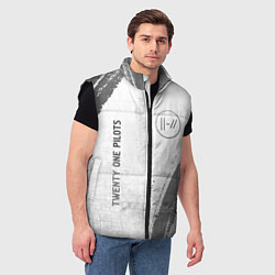 Мужской жилет Twenty One Pilots - white gradient вертикально, цвет: 3D-черный — фото 2