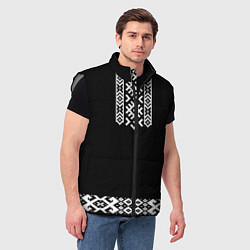 Мужской жилет Славянский орнамент и узор на черном - вышиванка р, цвет: 3D-светло-серый — фото 2