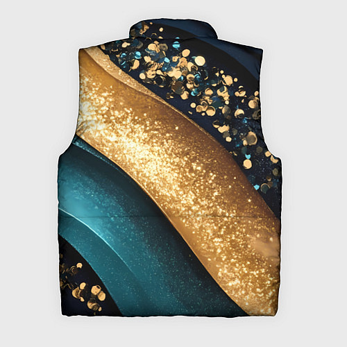 Мужской жилет Золотая полоса на бирюзовой текстуре / 3D-Красный – фото 2