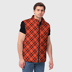 Мужской жилет Черно оранжевый в косую клетку, цвет: 3D-черный — фото 2