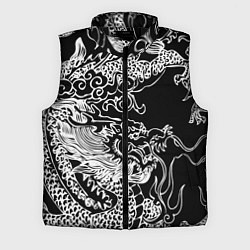 Мужской жилет Белый дракон на черном, цвет: 3D-черный