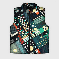 Мужской жилет Тёмно-синий абстракция полосы кружочки, цвет: 3D-черный
