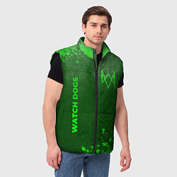 Мужской жилет Watch Dogs - green gradient вертикально, цвет: 3D-черный — фото 2