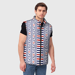 Мужской жилет Полосатый морской орнамент с якорями, цвет: 3D-черный — фото 2