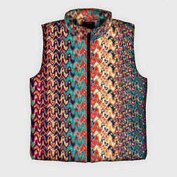 Мужской жилет Красно-синий искажённые полосы узор, цвет: 3D-черный