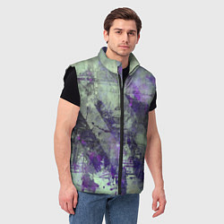 Мужской жилет Абстракция - atomic violet in green, цвет: 3D-черный — фото 2