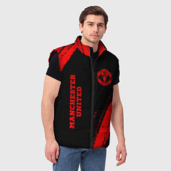 Мужской жилет Manchester United - red gradient вертикально, цвет: 3D-черный — фото 2