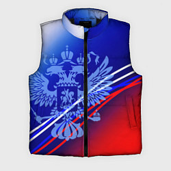 Мужской жилет Герб России и градиент бело-сине-красный, цвет: 3D-черный