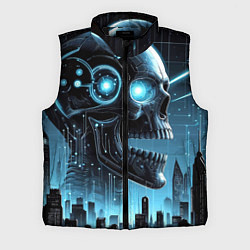 Мужской жилет Cyberpunk skull - metropolis neon glow, цвет: 3D-черный