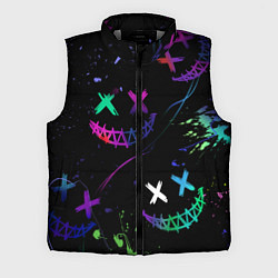 Мужской жилет Неновые краски - лица крипи смайл, цвет: 3D-светло-серый