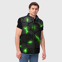 Мужской жилет Зеленая неоновая броня, цвет: 3D-черный — фото 2