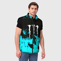 Мужской жилет Monster energy голубой огонь, цвет: 3D-черный — фото 2
