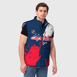 Мужской жилет Вашингтон Кэпиталз - брызги красок, цвет: 3D-светло-серый — фото 2