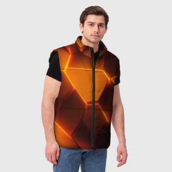 Мужской жилет Оранжевые объемные пластины, цвет: 3D-черный — фото 2