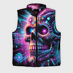 Мужской жилет Neon cyber skull, цвет: 3D-черный