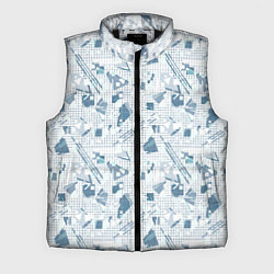 Мужской жилет Мемфис синий с серым клетчатый геометрический узор
