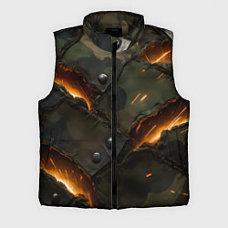 Мужской жилет Порванная камуфляжная ткань с огнем, цвет: 3D-черный