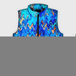 Мужской жилет Сине-голубой стекающая абстракция, цвет: 3D-черный