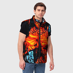 Мужской жилет Абстрактная текстура рыжего пламени, цвет: 3D-черный — фото 2