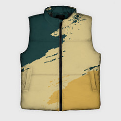 Мужской жилет Желто-зеленые абстрактные полосы, цвет: 3D-черный