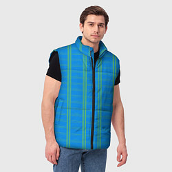 Мужской жилет Color light blue cage, цвет: 3D-черный — фото 2