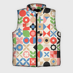 Мужской жилет Геометрический узор с цветочными элементами - ретр, цвет: 3D-черный