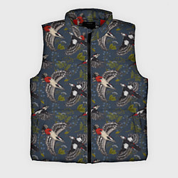 Мужской жилет Дятлы и цветы, цвет: 3D-красный