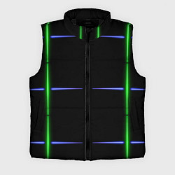 Мужской жилет Color black green purple stripes, цвет: 3D-черный