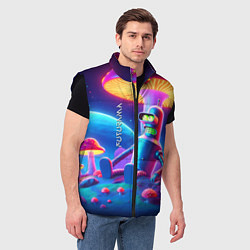 Мужской жилет Робот-сгибальщик Бендер находится под неоновым мух, цвет: 3D-черный — фото 2