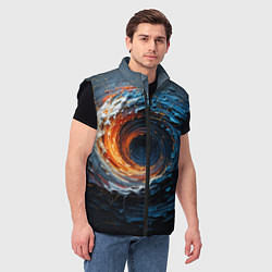 Мужской жилет Краска синяя и оранжевая в форме вихря, цвет: 3D-черный — фото 2
