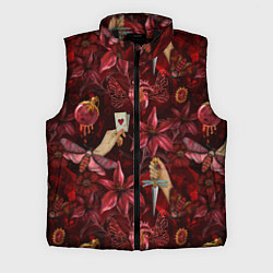 Мужской жилет Бордовая готика с сердцем, лилиями и мотыльками, цвет: 3D-черный