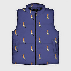 Мужской жилет Клевая птица удод на фиолетовом фоне, цвет: 3D-черный
