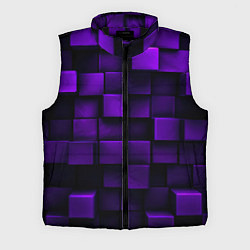 Мужской жилет Фиолетовые неоновые квадраты, цвет: 3D-черный