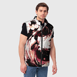 Мужской жилет Чёрно-красный абстракция волна, цвет: 3D-черный — фото 2