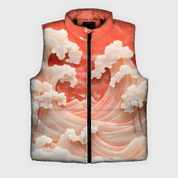 Мужской жилет Японские красные волны, цвет: 3D-черный