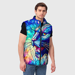 Мужской жилет Морда пантеры - витраж, цвет: 3D-черный — фото 2