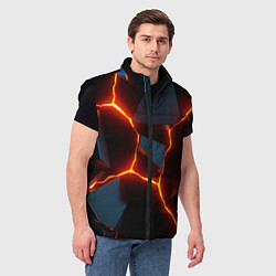 Мужской жилет Трещины неоновые, цвет: 3D-черный — фото 2