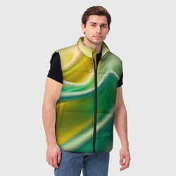 Мужской жилет Шелк зеленый с желтым, цвет: 3D-черный — фото 2