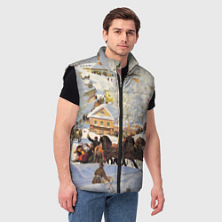 Мужской жилет Русская тройка зимой - картина Масленица Кустодиев, цвет: 3D-черный — фото 2
