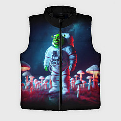 Мужской жилет Космонавт Шрек на планете неоновых мухоморов, цвет: 3D-черный
