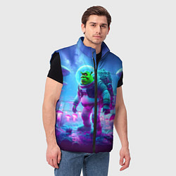 Мужской жилет Шрек бравый космонавт на планете неоновых грибов, цвет: 3D-черный — фото 2