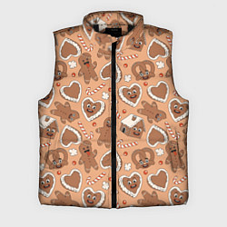 Мужской жилет Паттерн с новогодним печеньем, цвет: 3D-черный