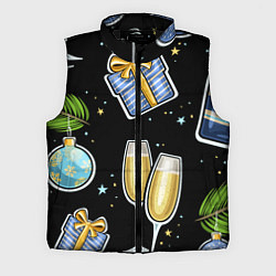 Мужской жилет Новогодний вайб, цвет: 3D-черный