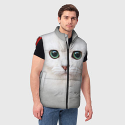 Мужской жилет Белый котик, цвет: 3D-красный — фото 2