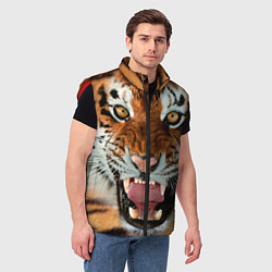 Мужской жилет Взгляд тигра, цвет: 3D-красный — фото 2