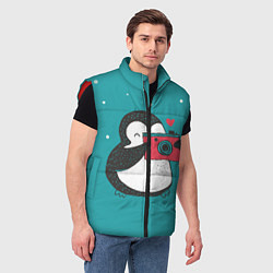 Мужской жилет Пингвин с фотоаппаратом, цвет: 3D-красный — фото 2